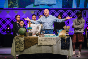 Bishop John Schol, Rev. Aqueelah Lagonde, and the youth of IGNITE join in celebrating World Communion Sunday. Photo by Corbin Payne.